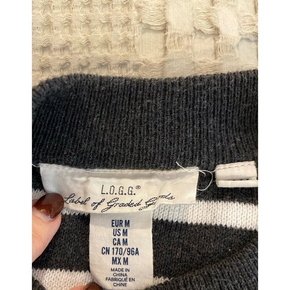 L.O.G.G. H&M LADIES STRIPE SWEATER DRESS LONG SLEEVE SIZE MEDIUM FINE KNIT Gray - Picture 8 of 11